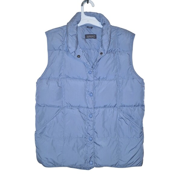 Lands' End Blue Goose Down Puffer Vest Feathers Snap Front Women's 6 - 8 Pockets - Picture 1 of 4